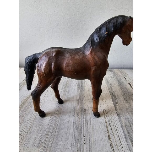 Vintage leather horse decor equestrian‎ huntsman stallion - Picture 7 of 10